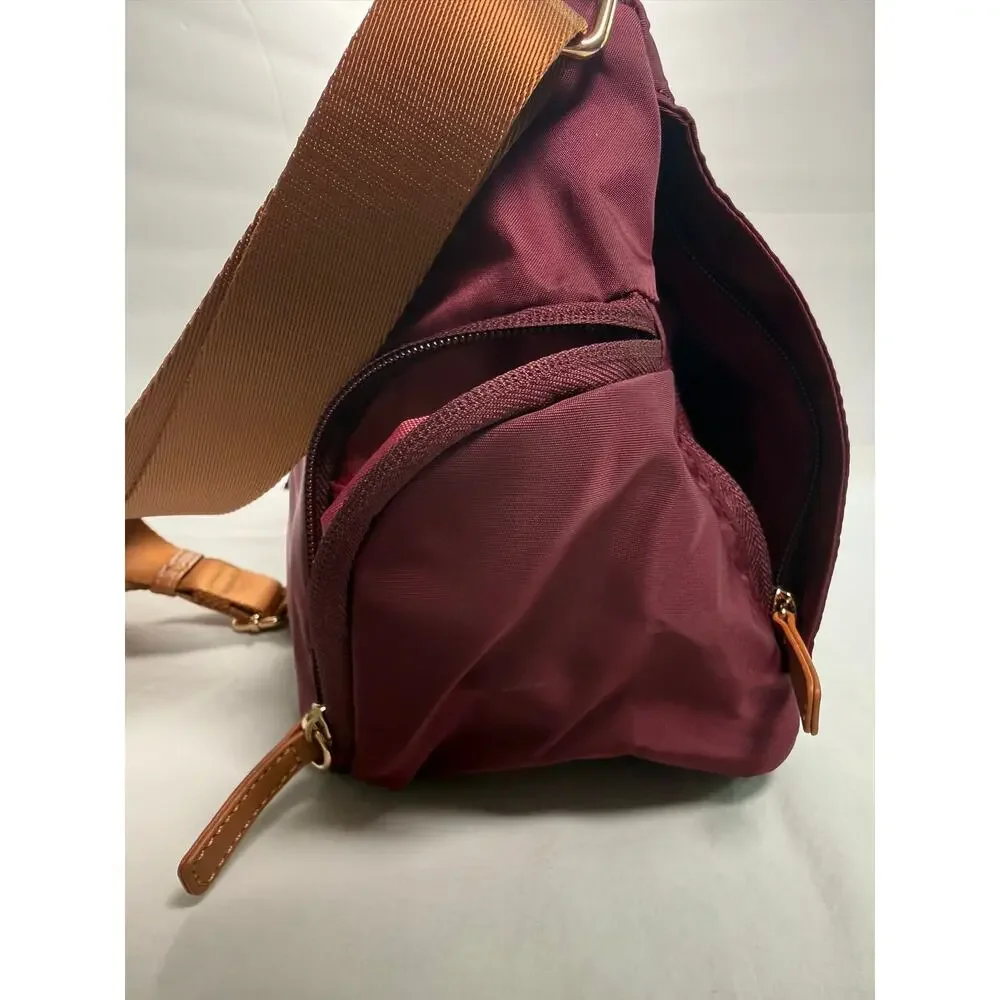 Nordace Siena Hobo Crossbody Bag Purse Burgundy RFID Travel Brown Strap